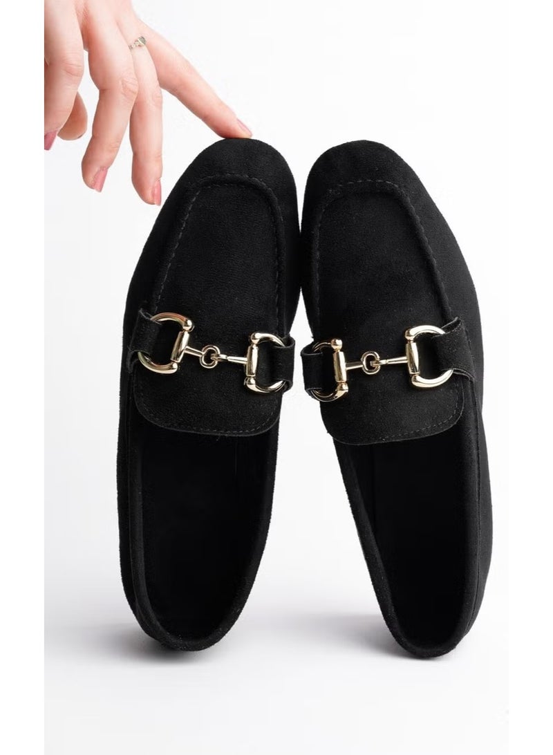 muggo Mona Guaranteed Metal Buckle Leather Women's Loafer Casual Shoes - Image 1